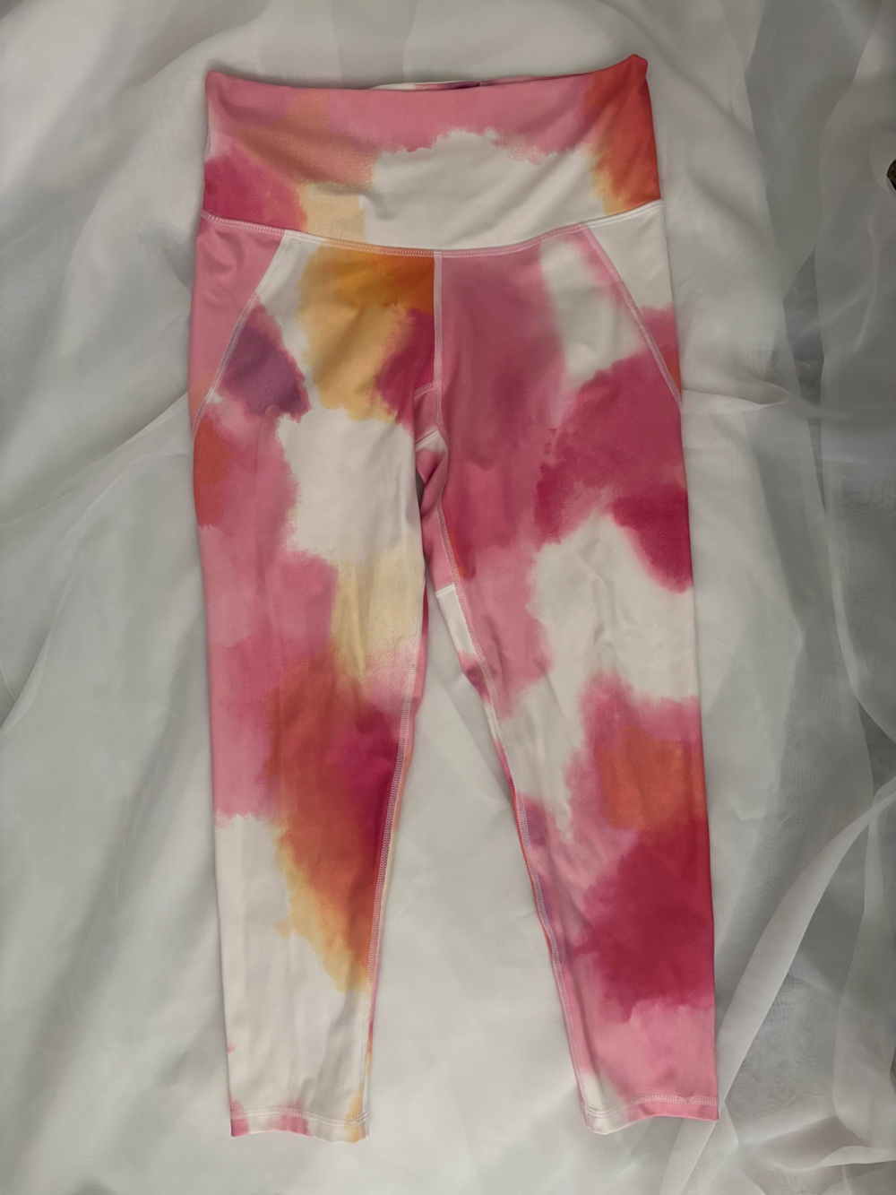 Champion Pink, Coral & Yellow Tie-Dye Athletic Pants Stretch Workout GUC